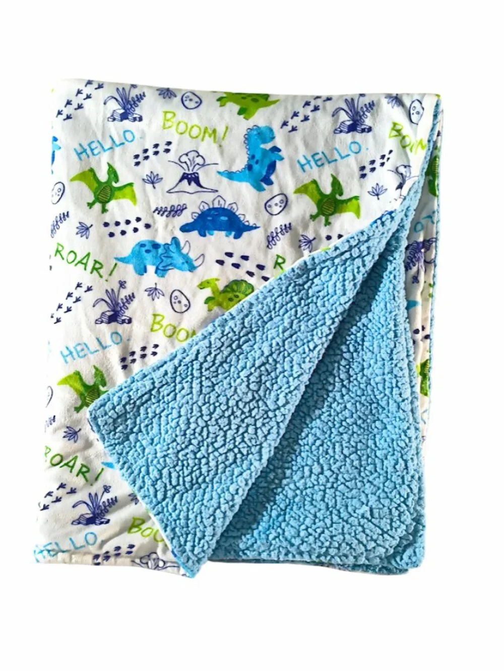 Le Bebe Favorite Dinosaur Roar Blue Sherpa Security Lovey Blanket 32
